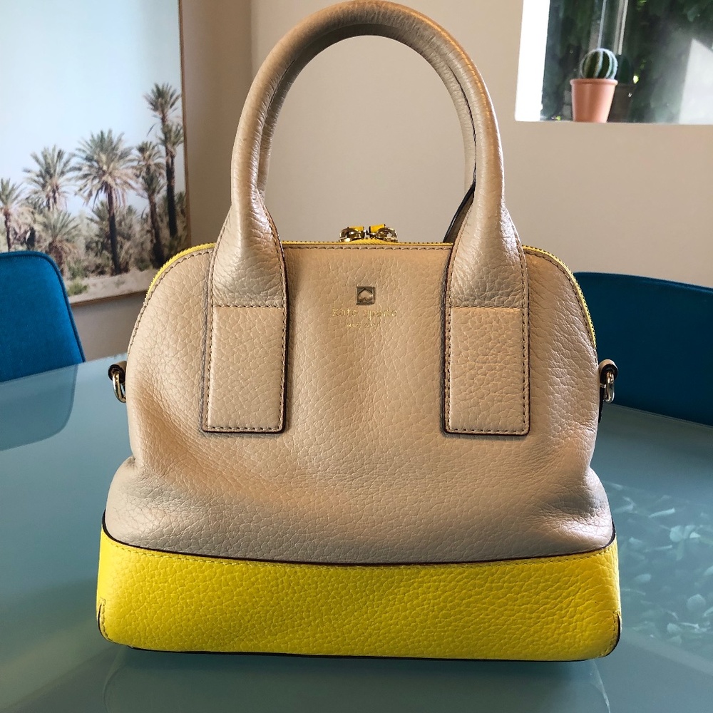 Kate Spade New York Leather Southport Jenny Bag Beige  & Yellow